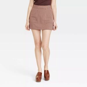 Brown Houndstooth Miniskirt